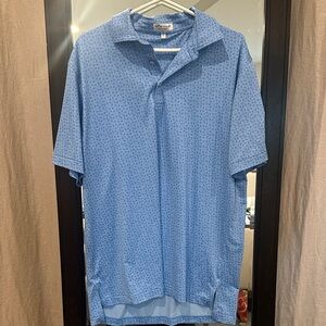 Peter Millar Light Blue Short-Sleeve Polo with Subtle Pattern